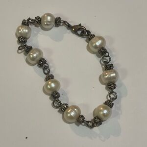 Freshwater pearl Silver Bracelet VTG vintage mid century